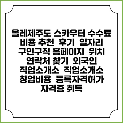 올레제주도 스카우터 수수료 비용 추천 | 후기 | 일자리 구인구직 홈페이지 | 위치 연락처 찾기 | 외국인 직업소개소 | 직업소개소 창업비용 | 등록자격허가 | 자격증 취득