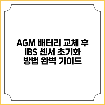 AGM 배터리 교체 후 IBS 센서 초기화 방법 완벽 가이드