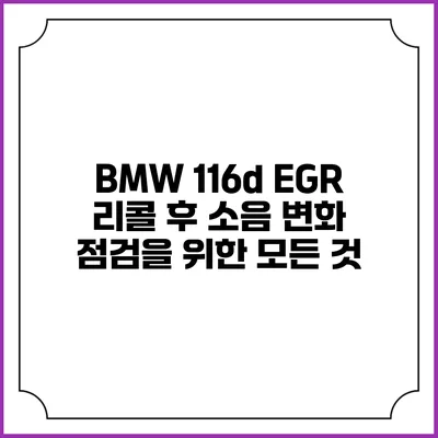 BMW 116d EGR 리콜 후 소음 변화 점검을 위한 모든 것