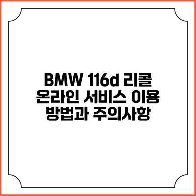 BMW 116d 리콜: 온라인 서비스 이용 방법과 주의사항