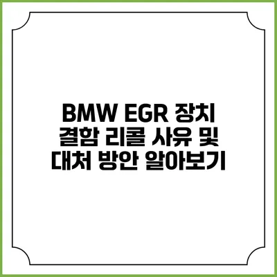 BMW EGR 장치 결함: 리콜 사유 및 대처 방안 알아보기