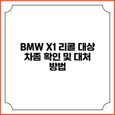 BMW X1 리콜 대상 차종 확인 및 대처 방법