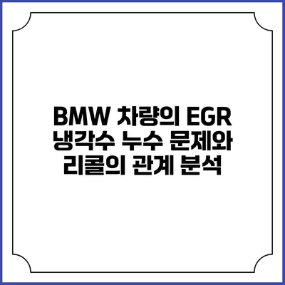 BMW 차량의 EGR 냉각수 누수 문제와 리콜의 관계 분석