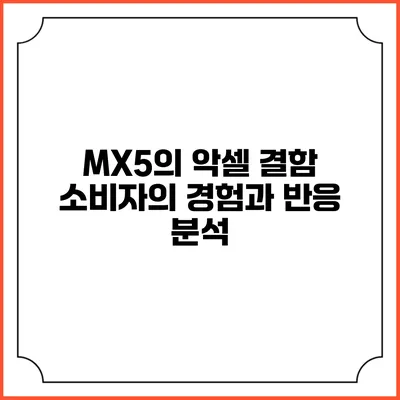 MX5의 악셀 결함: 소비자의 경험과 반응 분석