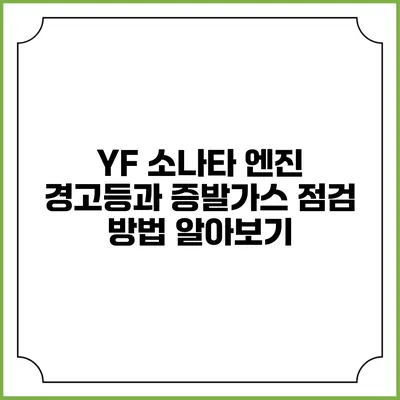 YF 소나타 엔진 경고등과 증발가스 점검 방법 알아보기