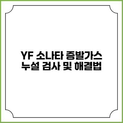 YF 소나타 증발가스 누설 검사 및 해결법