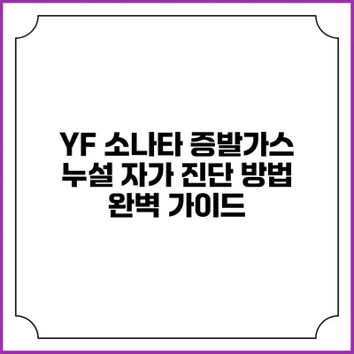 YF 소나타 증발가스 누설 자가 진단 방법 완벽 가이드