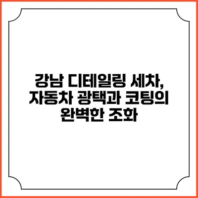 강남 디테일링 세차, 자동차 광택과 코팅의 완벽한 조화