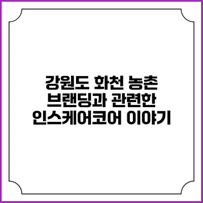 강원도 화천 농촌 브랜딩과 관련한 인스케어코어 이야기