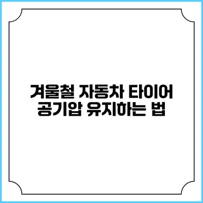 겨울철 자동차 타이어 공기압 유지하는 법