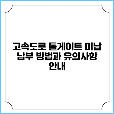 고속도로 톨게이트 미납 납부 방법과 유의사항 안내