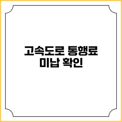 고속도로 통행료 미납 확인