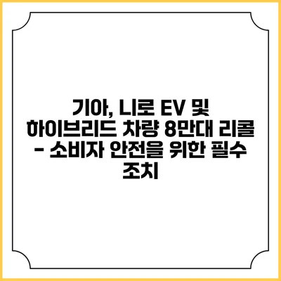 기아, 니로 EV 및 하이브리드 차량 8만대 리콜 - 소비자 안전을 위한 필수 조치