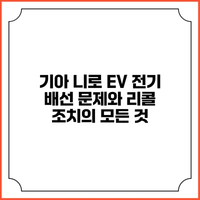 기아 니로 EV 전기 배선 문제와 리콜 조치의 모든 것