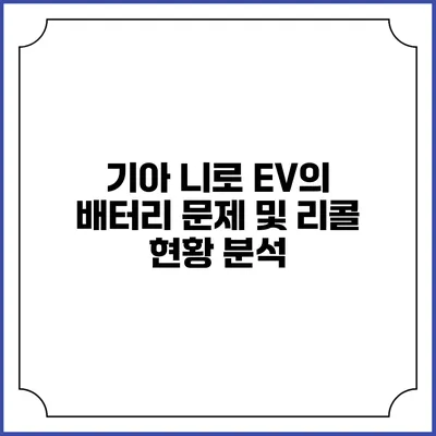 기아 니로 EV의 배터리 문제 및 리콜 현황 분석