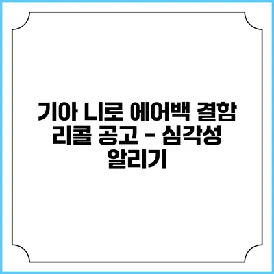 기아 니로 에어백 결함 리콜 공고 - 심각성 알리기
