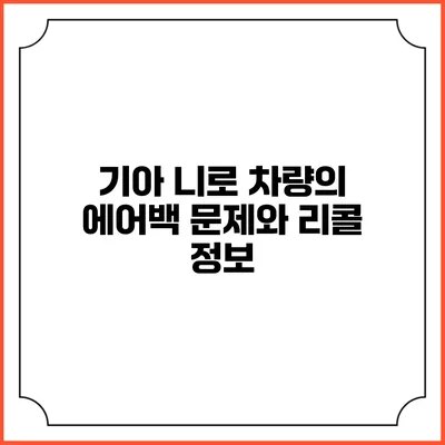 기아 니로 차량의 에어백 문제와 리콜 정보
