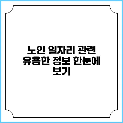 노인 일자리 관련 유용한 정보 한눈에 보기
