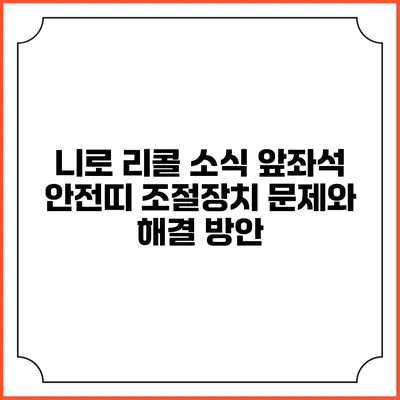니로 리콜 소식: 앞좌석 안전띠 조절장치 문제와 해결 방안