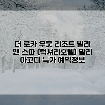 더 로카 우붓 리조트 빌라 앤 스파 (럭셔리호텔) 발리 아고다 특가 예약정보