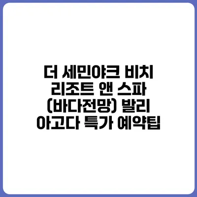 더 세민야크 비치 리조트 앤 스파 (바다전망) 발리 아고다 특가 예약팁