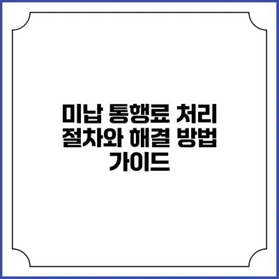 미납 통행료 처리 절차와 해결 방법 가이드