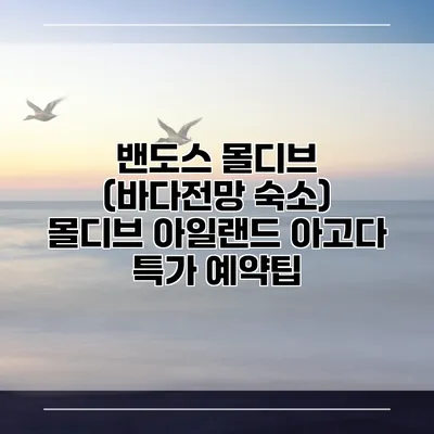 밴도스 몰디브 (바다전망 숙소) 몰디브 아일랜드 아고다 특가 예약팁