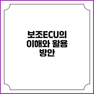 보조ECU의 이해와 활용 방안