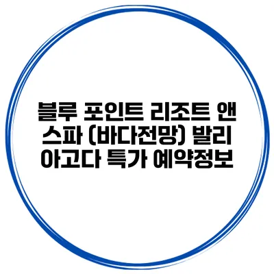블루 포인트 리조트 앤 스파 (바다전망) 발리 아고다 특가 예약정보