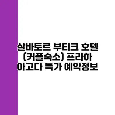 살바토르 부티크 호텔 (커플숙소) 프라하 아고다 특가 예약정보