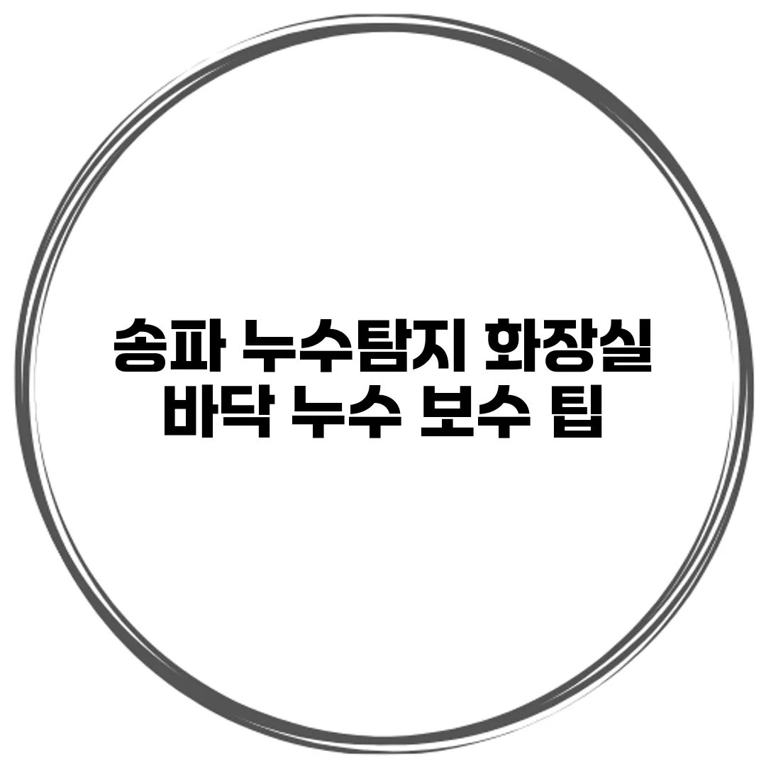 송파 누수탐지 화장실 바닥 누수 보수 팁