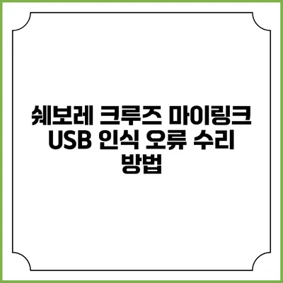 쉐보레 크루즈 마이링크 USB 인식 오류 수리 방법