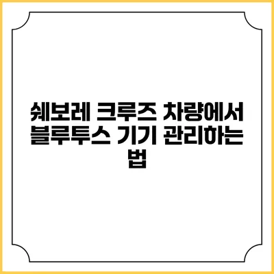 쉐보레 크루즈 차량에서 블루투스 기기 관리하는 법