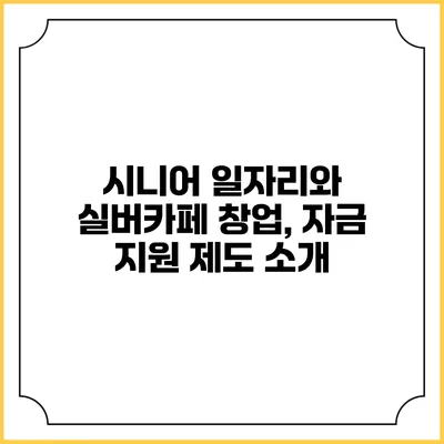 시니어 일자리와 실버카페 창업, 자금 지원 제도 소개