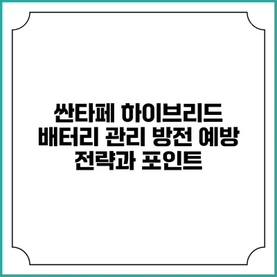 싼타페 하이브리드 배터리 관리: 방전 예방 전략과 포인트
