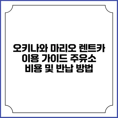오키나와 마리오 렌트카 이용 가이드: 주유소 비용 및 반납 방법