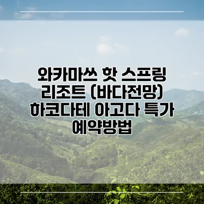 와카마쓰 핫 스프링 리조트 (바다전망) 하코다테 아고다 특가 예약방법
