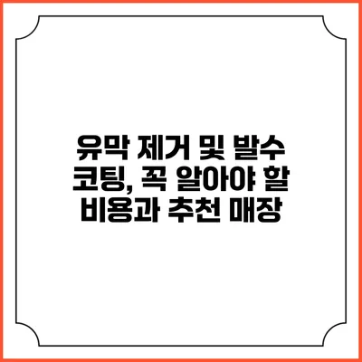 유막 제거 및 발수 코팅, 꼭 알아야 할 비용과 추천 매장
