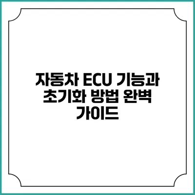 자동차 ECU 기능과 초기화 방법 완벽 가이드