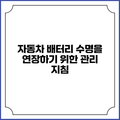 자동차 배터리 수명을 연장하기 위한 관리 지침