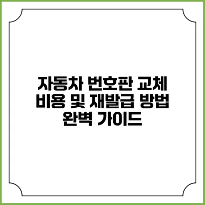 자동차 번호판 교체 비용 및 재발급 방법 완벽 가이드