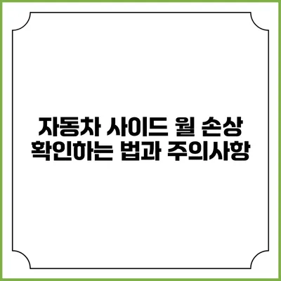 자동차 사이드 월 손상 확인하는 법과 주의사항