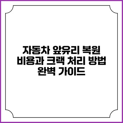 자동차 앞유리 복원 비용과 크랙 처리 방법 완벽 가이드