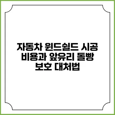 자동차 윈드쉴드 시공 비용과 앞유리 돌빵 보호 대처법