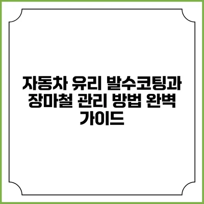자동차 유리 발수코팅과 장마철 관리 방법 완벽 가이드