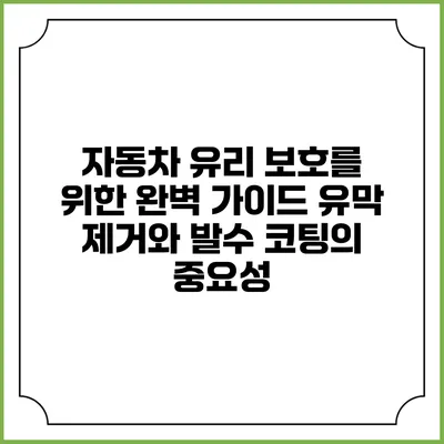 자동차 유리 보호를 위한 완벽 가이드: 유막 제거와 발수 코팅의 중요성