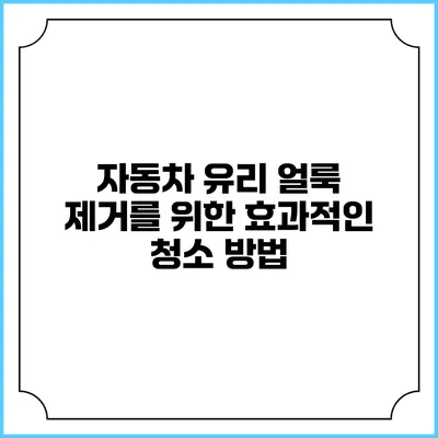 자동차 유리 얼룩 제거를 위한 효과적인 청소 방법