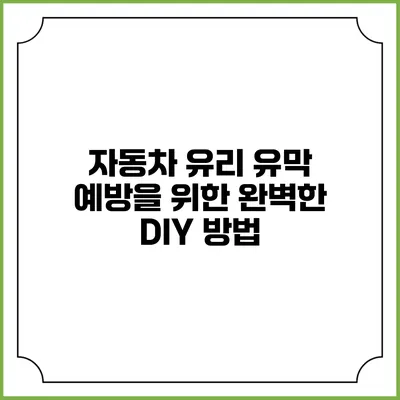 자동차 유리 유막 예방을 위한 완벽한 DIY 방법