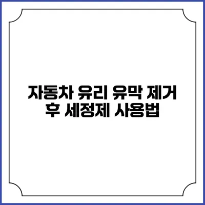 자동차 유리 유막 제거 후 세정제 사용법