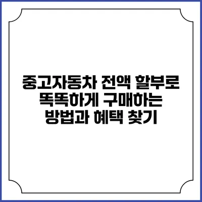 중고자동차 전액 할부로 똑똑하게 구매하는 방법과 혜택 찾기